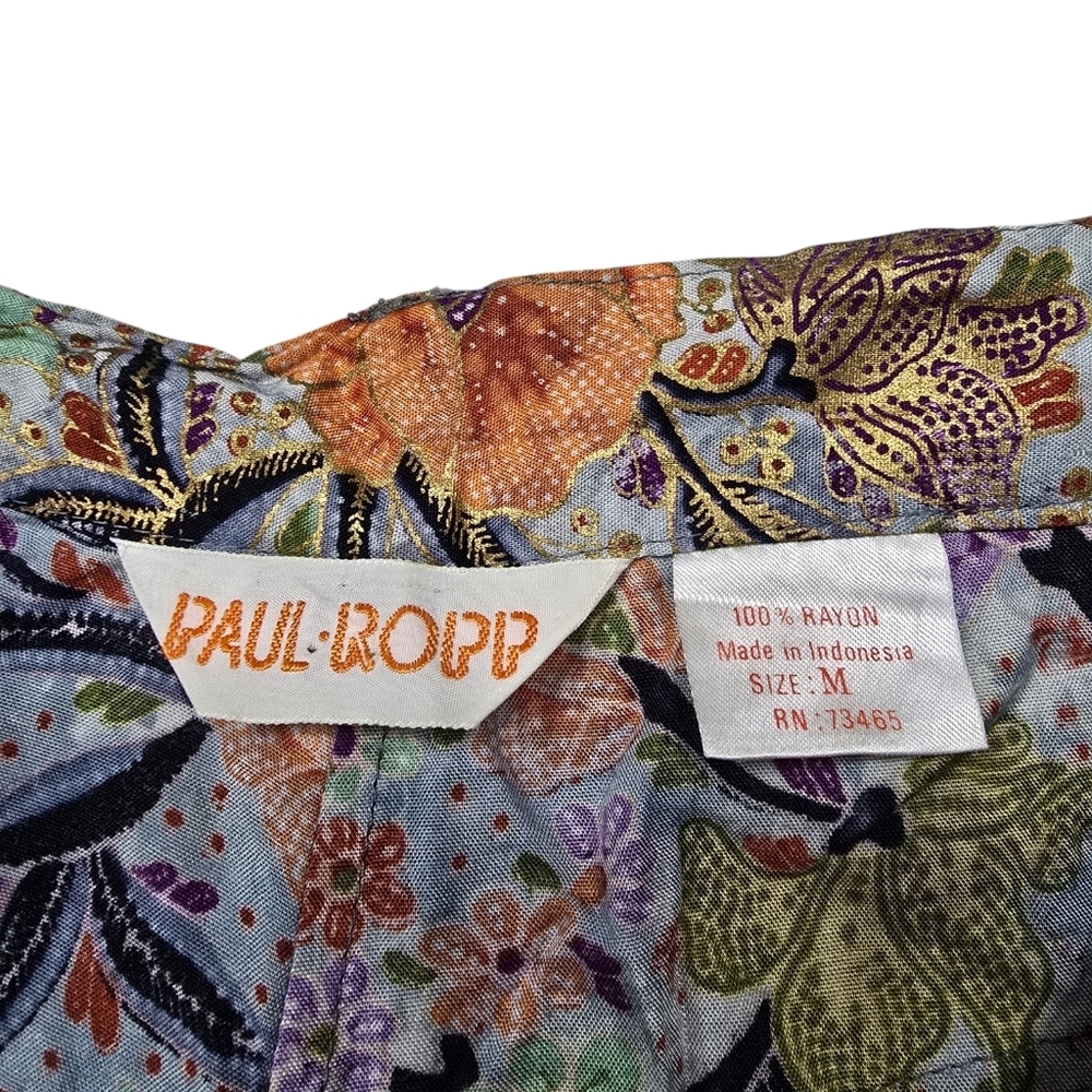 Paul Ropp Floral Multi Colored Colorful Rayon Pants M - Picture 7 of 8